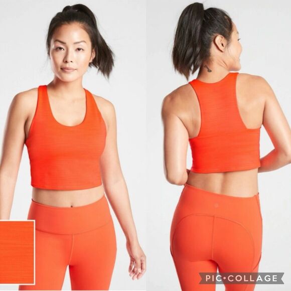 Athleta Ultimate Space Dye Crop In Supersonic Womens Small Longline Sports Bra - Picture 1 of 8